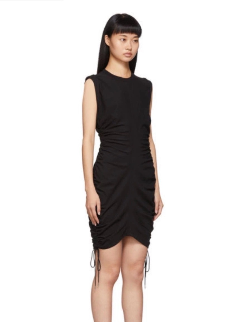 Alexander Wang Black Sleeveless Ruched Midi Dress
